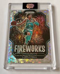 lot 129B image: LaMelo Ball 2022-23 Prizm Fireworks Insert #1 Basketball Card