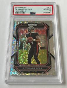 lot 136D image: Desmond Ridder PSA 10 Gem Mint 2022 Prizm No Huddle #302 RC Rookie Football Card