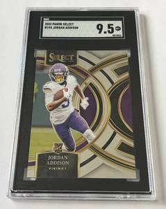 lot 137D image: Jordan Addison RC SGC 9.5 MT 2023 Select #194 Rookie Minnesota Vikings Football Card