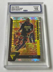 lot 141D image: Naz Reid Graded 10 Gem Mint 2020-21 Flux Prizm Silver Pulsar #108 Minnesota Timberwolves Basketball Card