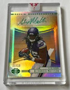 lot 126 image: Alexander Mattison Emerald RC Auto SP 910 2019 Illusions Rookie Endorsements #RE-AMA Rookie Signed Minnesota Vikings Football Card