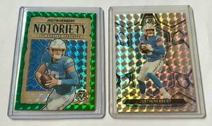 lot 131 image: Justin Herbert 2 Card Refractor Prizm Football Card Lot