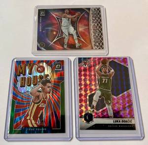 lot 140 image: Luka Doncic, Nikola Jokic, Trae Young 3 Card Prizm Basketball Lot