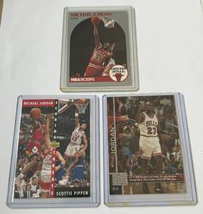 lot 142 image: Michael Jordan 3 Card Basketball Lot