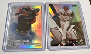 lot 149 image: Freddie Freeman 2 Card Refractor Baseball Lot