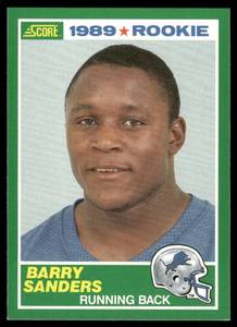 lot 7A image: Barry Sanders RC 1989 Score #257 Detroit Lions Football Card
