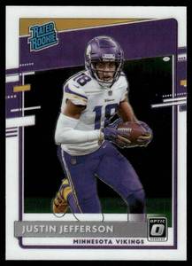 lot 25B image: Justin Jefferson RC 2020 Donruss Optic Rated Rookies Autographs #163 Minnesota Vikings Football Card