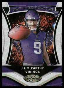lot 27B image: J.J. McCarthy RC 2024 Panini Certified Rookies #1 Minnesota Vikings Football Card