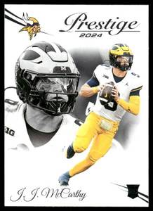 lot 41A image: J.J. McCarthy RC 2024 Panini Prestige #311 Minnesota Vikings Football Card