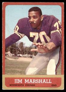 lot 45B image: Jim Marshall RC 1963  #107 Minnesota Vikings Football Card