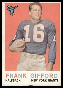 lot 46B image: Frank Gifford 1959 Topps #20 New York Giants Football Card