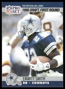 lot 52B image: Emmitt Smith RC 1990 Pro Set #685 Dallas Cowboys Football Card