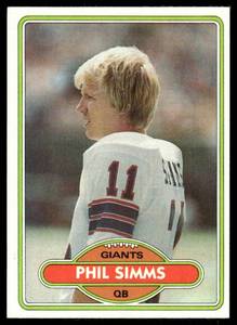 lot 55B image: Phil Simms RC 1980 Topps #225 New York Giants Football Card