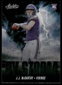 lot 65B image: J.J. McCarthy RC 2024 Absolute By Storm Insert #BS-JMY Minnesota Vikings Football Card
