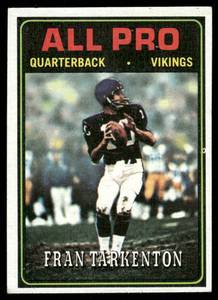 lot 71A image: Fran Tarkenton 1974 Topps #129 Minnesota Vikings Football Card