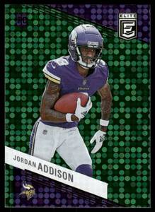 lot 76A image: Jordan Addison RC 2023 Panini Rookies & Stars Green #157 Minnesota Vikings Football Card