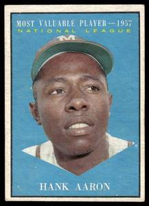 lot 9C image: Hank Aaron 1961 Topps #484 Milwaukee Braves Baseball Card