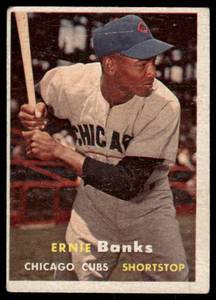 lot 14C image: Ernie Banks 1957 Topps #55 Chicago Cubs Baseball Card
