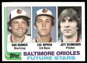 lot 18A image: Cal Ripken Jr. RC 1982 Topps #21 Baltimore Orioles Baseball Card