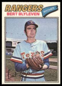 lot 71B image: Bert Blyleven 1977 Topps Cloth Stickers #5 Texas Rangers Baseball Card