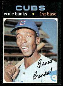lot 87A image: Ernie Banks 1971 Topps #525 Chicago Cubs Baseball Card