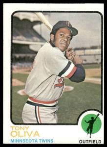 lot 93B image: Tony Oliva 1973 Topps #80 Minnesota Twins Baseball Card