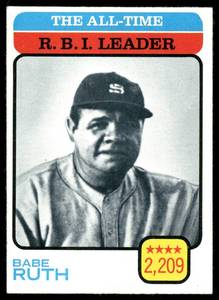 lot 96A image: Babe Ruth 1973 Topps #474 New York Yankees Baseball Card