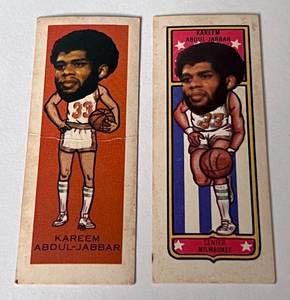 lot 11A image: Kareem Abdul Jabbar 1973 and 1975 Nabsico Sugar Daddy #25 Vintage Basketball Cards