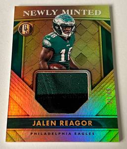lot 27A image: Jalen Reagor Relic 49 RC 2020 Gold Standard Newly Minted #NM15, numbered 1149, Football Card