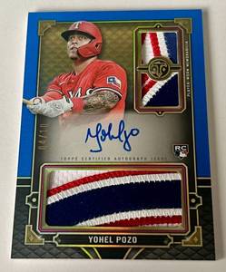 lot 30A image: Yohel Pozo 10 Nasty Patch Auto RC 2022 Topps Triple Threads Certified #RFPAR-YP, numbered 0410, Baseball Card