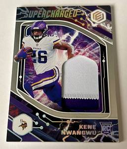 lot 36A image: Kene Nwangwu 47 Dual Relic RC 2021 Elements Supercharged #SCH-KNW, numbered 2247, Rookie Minnesota Vikings Football Card