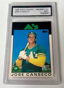lot 64A image: Jose Canseco RC Graded 8.5 NM-MT 1986 Topps Traded #20T Rookie Baseball Card
