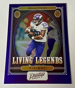 lot 74A image: Adrian Peterson, numbered 6599, 2024 Prestige Living Legends #LL-APN Minnesota Vikings Football Card