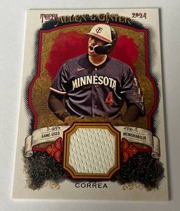 lot 105A image: Carlos Correa Game-Used Relic 2023 Allen & Ginter #AGR-CC Minnesota Twins Baseball Card