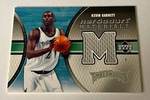 lot 120A image: Kevin Garnett Relic 2005-06 Upper Deck Hardcourt Materials #HM-KG Minnesota Timberwolves Basketball Card