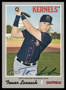 lot 104A image: Trevor Larnach Auto Minnesota Twins 2019 Topps Heritage Minor League Real One Autographs #ROA-TL Cedar Rapids Kernels Baseball Card