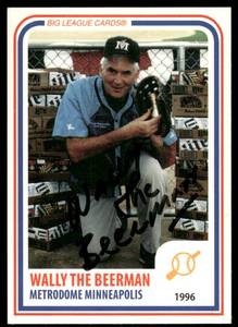 lot 106A image: Wally The Beerman Auto 1996 Metrodome Minneapolis #29 Minnesota Twins Baseball Card