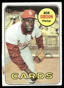 lot 108B image: Bob Gibson 1969 Topps #200 St. Louis Cardinals Baseball Card