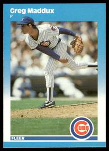 lot 109B image: Greg Maddux RC 1987 Fleer Update #U-68 Chicago Cubs Baseball Card