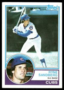 lot 112A image: Ryne Sandberg RC 1983 Topps #83 Chicago Cubs Baseball Card