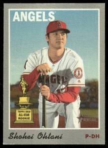 lot 116A image: Shohei Ohtani Rookie Cup 2019 Topps Heritage 1970 Cloth Stickers #16 Los Angeles Angels Baseball Card