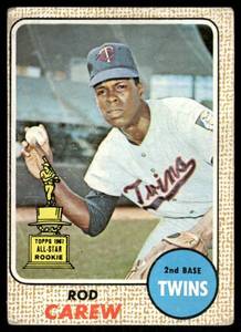 lot 130B image: Rod Carew Rookie Cup 1968 Topps #80 Minnesota Twins Baseball Card