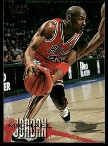 lot 47A image: Michael Jordan 1996 Fleer #13 Chicago Bulls Basketball Card