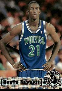 lot 62A image: Kevin Garnett RC 1996 Topps Stadium Classic Collectors Club Gold Crown #5 Minnesota Timberwolves Basketball Card