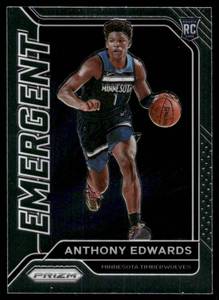 lot 115B image: Anthony Edwards RC 2021 Prizm Emergent #3 Minnesota Timberwolves Basketball Card