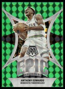 lot 119A image: Anthony Edwards 2023 Panini Mosaic Epic Performers Green #20 Minnesota Timberwolves Basketball Card