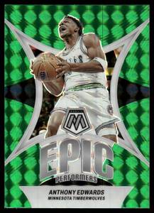 lot 123B image: Anthony Edwards 2023 Panini Mosaic Epic Performers Green #20 Minnesota Timberwolves Basketball Card