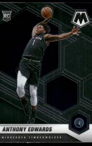 lot 126A image: Anthony Edwards RC 2021 Panini Mosaic #201 Minnesota Timberwolves Basketball Card