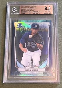 lot 27C image: Kean Wong Beckett Graded 9.5 Gem Mint 2014 Bowman Chrome Prospects Bubble Refractor #BCP2 Baseball Card