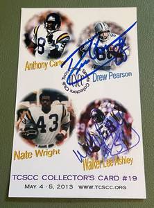 lot 67A image: Drew Pearson and Walker Lee Ashley Signed Photo Card - Minnesota Vikings  Dallas Cowboys